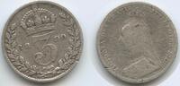 Großbritannien Great Britain 3 Pence Silber H1456 - Queen Victoria 1837-1901 United Kingdom -