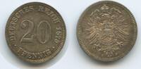 20 Pfennig Silber 1876 J Hamburg Deutsches Reich Kaiserreich G10298 - Germany Empire nice toned Vorzüglich, tolle Patina, kleiner Schrötlingsfehl...