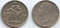 Italien Königreich 5 Lire Silber G12463 - Mother & Children RAR Victor Emmanuel III. 1900-1946 Italy -