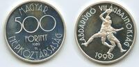 Ungarn 500 Forint Silber GS697 - Fussball WM 1990 World Football Championship Hungary Magyar -
