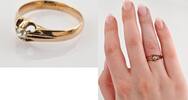 Ringe Vintage-Goldring mit Diamant in offener Fassung | 585 / 2,38g / Gr.54 -