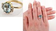 Ringe Goldring mit blauem Topas und Diamanten | 585 / 5,54g / Gr. 57 -