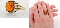 Ringe Goldring mit großem Bernstein-Cabochon | 333 / 3,65g / Gr. 58 -