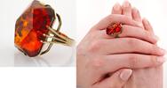 Ringe Gold-Ring mit großem Bernstein aus den 1970ern | 333 / 4,49g / Gr. 50 -
