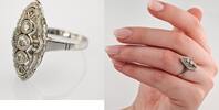 Ringe Art-Déco-Ring aus Weißgold mit Diamanten | 585 / 2,1g / Gr. 57 -