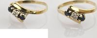 Ringe Vintage-Goldring mit Diamant und blauen Topasen | 333 / 1,14g / Gr. 52 -