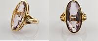 Ringe Jugendstil-Ring aus Gold mit großem Amethyst | 585 / 5,31g / Gr. 45 -