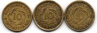 Allemagne - Deutschland - Germany Lot de 3 Monnaies de 10 Pfennig -