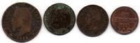 France - Frankreich Lot de 4 Monnaies en bronze -