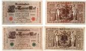 Allemagne - Deutschland - Germany Lot de 2 Billets 1000 Mark Cachets Rouge et Vert -