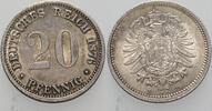 20 Pfennig 1876 D Kleinmünzen-Kaiserreich Kleiner Adler Patina, vorzüglich - Stempelglanz