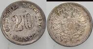 20 Pfennig 1875 D Kleinmünzen-Kaiserreich Kleiner Adler Fleckige Patina, vorzüglich
