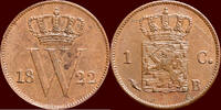 M&uuml;nzen 1 Cent 1822 NEDERLAND (NETHERLANDS, KINGDOM) - WILLEM I, 1815-184... 145,00 EUR  + 11,00 EUR frais d'envoi