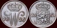 Koninkrijk der Nederlanden 25 Cents 1826 NEDERLAND (NETHERLANDS, KINGDOM... 110,00 EUR  + 11,00 EUR frais d'envoi