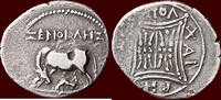 AR Drachm ILLYRIA, APOLLONIA - XENOKLES CHAIRENOS, magistrate - or victoriatus, circa 200-48 BC -