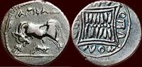 AR Drachm ILLYRIA, APOLLONIA - AGIAS OPANOLIDOU (?), magistrate - or victoriatus, circa 200-48 BC -