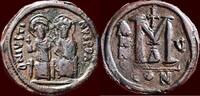 AE Follis BYZANTINE EMPIRE - JUSTINUS (JUSTIN) II, 565-578 - of 40 nummi, Constantinopolis, year 5 -