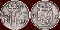 Koninkrijk der Nederlanden 5 Cents NEDERLAND (NETHERLANDS, KINGDOM) - WILLEM I, 1815-1840 - 1819, Utrecht -