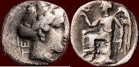 BRUTTIUM, TERINA - AR 1/6 Nomos or triobol, 400-356 BC -