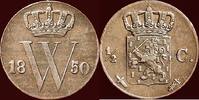 Koninkrijk der Nederlanden &frac12; Cent 1850 NEDERLAND (NETHERLANDS, KINGDOM) ... 150,00 EUR  + 11,00 EUR frais d'envoi