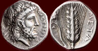 LUCANIA, METAPONTION (METAPONTUM) - AR Nomos or tridrachm, circa 330-320 BC -