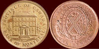 1 penny LOWER CANADA - VICTORIA, 1837-1901 - BANK OF MONTREAL - Bank token of or 2 sous -