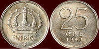 M&uuml;nzen 25 &Ouml;re 1949 TS SWEDEN, KINGDOM - GUSTAV V, 1907-1950 -  1949 TS, ... 3,50 EUR  + 9,50 EUR frais d'envoi