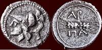AR Diobol APULIA, ARPI - TIME OF HANNIBAL BARKAS - or 1/6 Shekel, circa 215-212 BC -