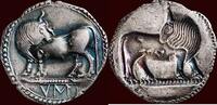 LUCANIA, SYBARIS - AR Nomos or tridrachm, 550 - 510 BC -