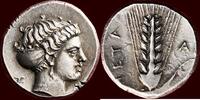 LUCANIA, METAPONTION (METAPONTUM) - AR Nomos or tridrachm, circa 400-350 BC -