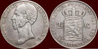 Koninkrijk der Nederlanden 2 ½ Gulden NEDERLAND (NETHERLANDS, KINGDOM) - WILLEM II, - 1845 - STREEP -