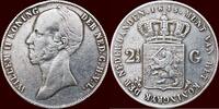 Koninkrijk der Nederlanden 2 ½ Gulden NEDERLAND (NETHERLANDS, KINGDOM) - WILLEM II, - 1845 - STREEP -