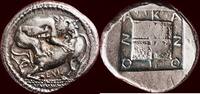 AR Tetradrachm MACEDONIA (MACEDON), AKANTHOS - MAGISTRATE ‘EUK’ (EUKRATIDES ?) - circa 430-390 BC -