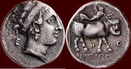 AR Didrachm CAMPANIA, NEAPOLIS - circa 340-317 BC -