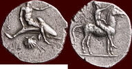 CALABRIA, TARAS (TARENTUM) - AR Nomos or tridrachm, circa 440-425 BC -