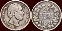 25 Cents 1890 Koninkrijk der Nederlanden NEDERLAND (NETHERLANDS, KINGDOM) - WILLEM III, 1849-1890 - s  /  ss à ss-