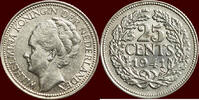 Koninkrijk der Nederlanden 25 Cents NEDERLAND (NETHERLANDS, KINGDOM) - WILHELMINA, 1890-1948 - -