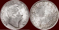 M&uuml;nzen &frac12; Gulden 1847 GERMANY - BADEN, GROSHERTOGTUM - KARL LEOPOLD FRIED... 395,00 EUR  + 11,00 EUR frais d'envoi