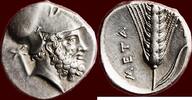LUCANIA, METAPONTION (METAPONTUM) - KING ALEXANDER I OF MOLOSSIA - AR Nomos or tridrachm, circa 334-330 BC -