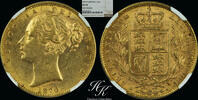 Great Britain sovereign Gold shield sovereign 1870 ! INCUSE ! NGC AU58 Great Britain -