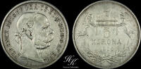 Hungary 5 KORONA 1900 Silver 5 Korona 1900 -Francis Joseph I- Hungary XF 42,00 EUR  + 10,00 EUR frais d'envoi