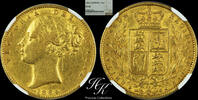 Great Britain sovereign Gold shield sovereign 1864 Ngc xf45 Victoria Great Britain -
