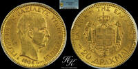 Greece 20 DRACHMAI 1884 Gold 20 Drachmai 1884 A (King George A ) PCGS MS... 1300,00 EUR  + 40,00 EUR frais d'envoi