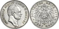 Sachsen 5 Mark 1907 Friedrich August III. 1904-1918 Sehr sch&ouml;n-vorz&uuml;glich 95,00 EUR  + 18,00 EUR frais d'envoi