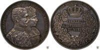 Sachsen Silber-Medaille Friedrich August III. - auf seine Vermählung mit Louise von Österreich -