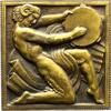 Kunstmedaillen Einseitige, vergoldete Bronzeplakette Renard, Marcel -