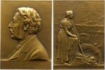 Medicina in nummis Bronzeplakette Gaudry, Albert *1827 Saint Germain en Laye, +1908 Paris, französischer Geologe und Paläontologe. -