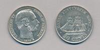 Danish West Indies 20 cents 1878 Christian IX, very beautiful coin, FDC / SUP / PP