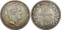 France 5 francs Tiolier avec le I Louis-Philippe Ier - Tranche en relief -