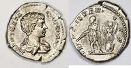 Roman Empire Denarius Geta. Geta, as prince of the youth, standing front in military attire -